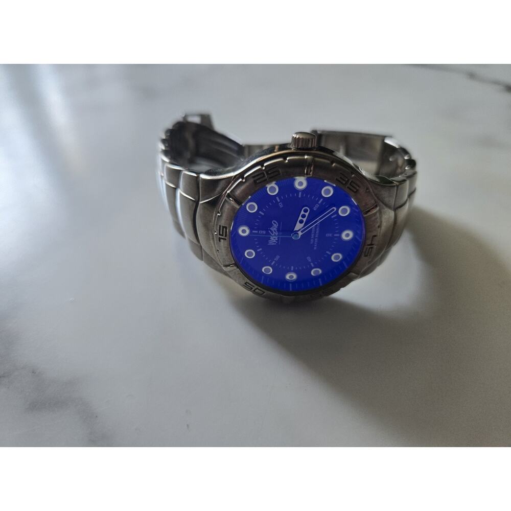 Massimo Blue Face Quartz Watch, Stainless Band